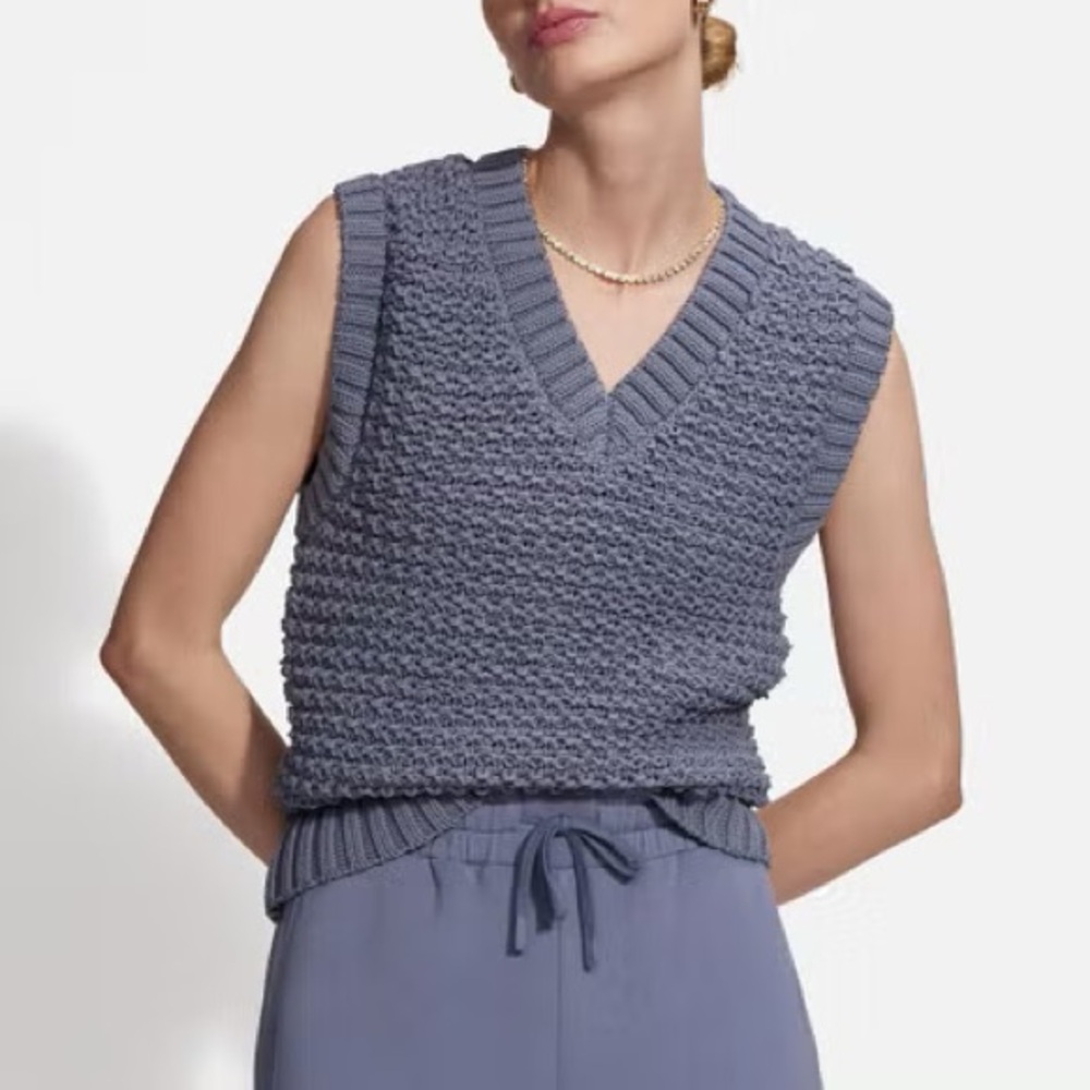 Varley Adie Knit Vest • Large • Stone Blue • NWOT